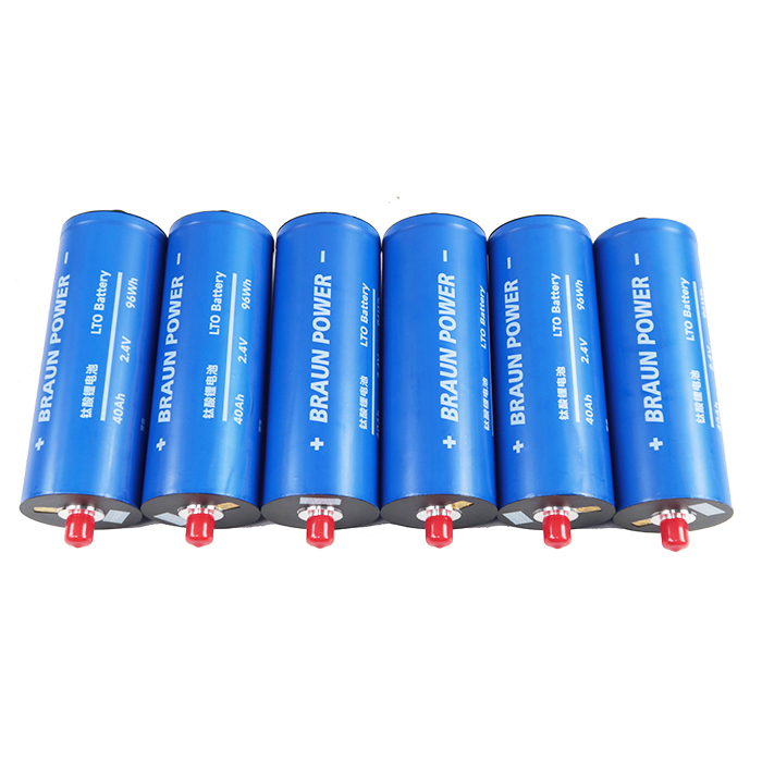 Cella di batterie solari cilindriche Yinlong di grado A da 30000 cicli di vita 66160 45ah 2.4v 2.3v 40ah 93wh Lto batterie al litio titanato